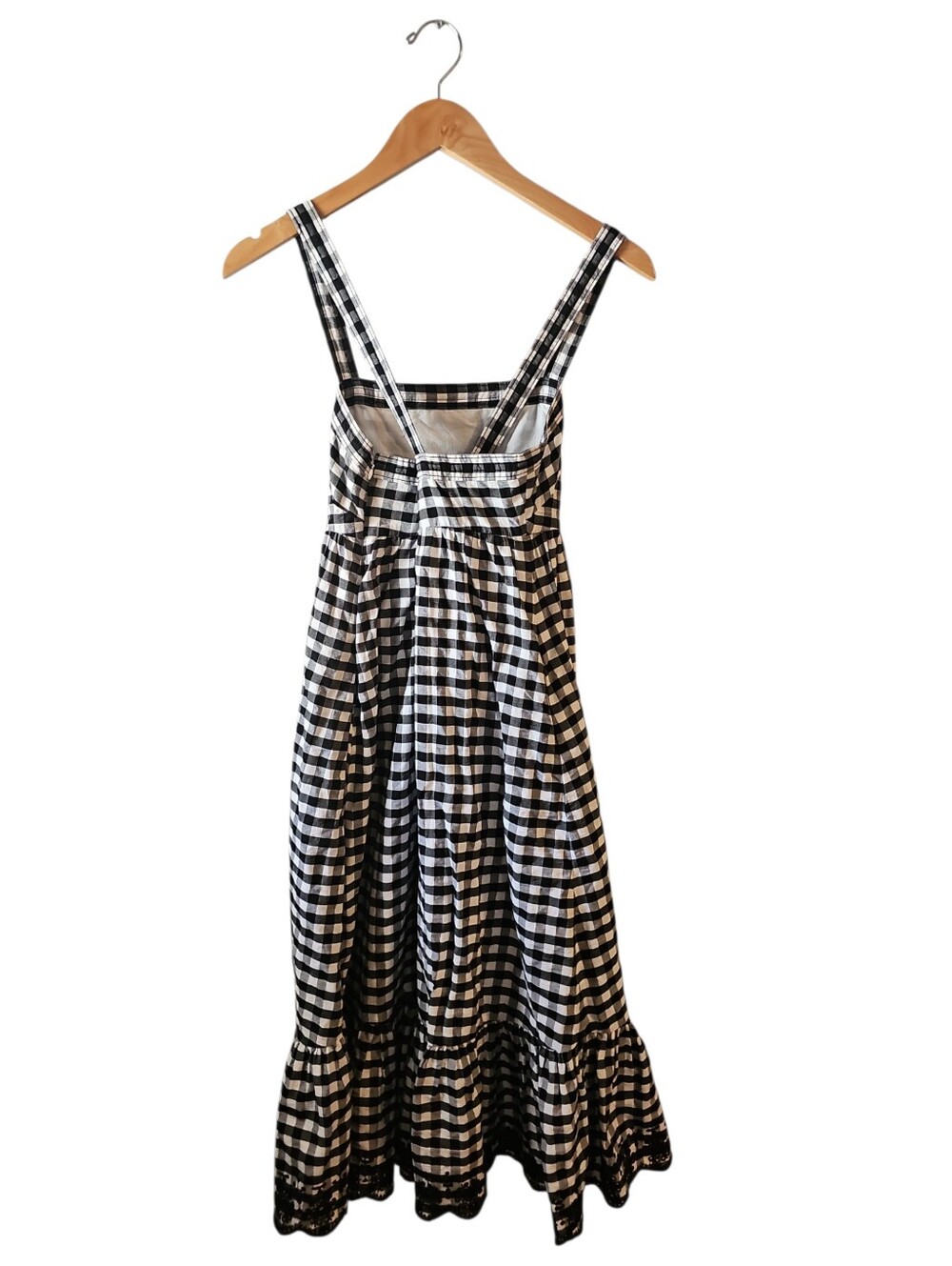 J. Crew Black and White Gingham Midi Sun Dress with Eyelet Hem Sz 4 - Picture 3 of 7
